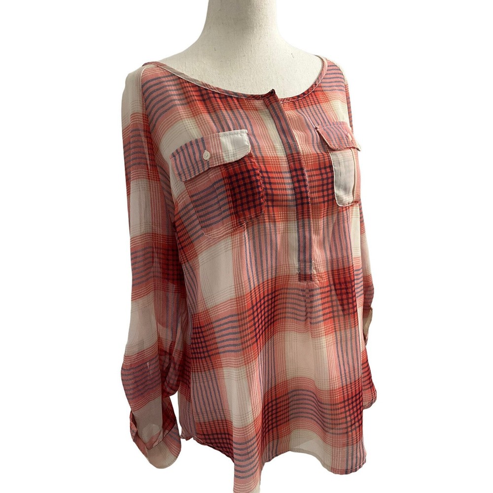 Old Navy Women Size Medium Sheer Roll Tab Sleeve #14-93